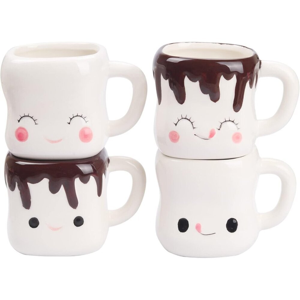 Marshmallow Mugs Set of 4 with Handle Marshmallow Cups Cute Mugs for Kids Hot Ch